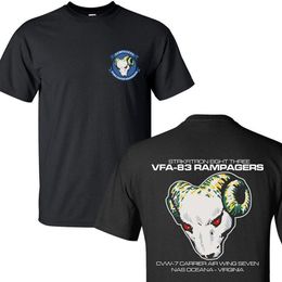 New Summer Fashion Men Short Sleeve Cotton T Shirt Vfa83 Rampagers Squadron United States Navy T-shirts XS-3xl Tees Tops C0413282w