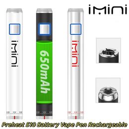 Original Imini 650mAh Battery 14mm ARI Vape Pen 1.8-4.2V Preheat Variable Voltage VV Batteries for 510 Cartridges Carts Preheat 510 Battery Vape Pen Rechargeable