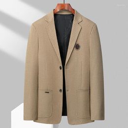 Men's Suits High Quality Fashion Handsome Trend Thousand Bird Lattice Slim Body Smart Casual Four Seasons Polyester Blazers