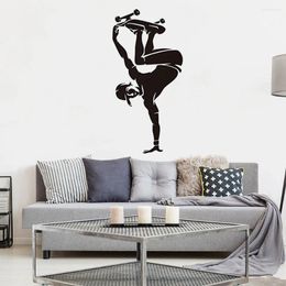 Wall Stickers Teenagers Playing Skate Decals Living Room Kids Teens Sticker Home Decor Adhesive Art Mural DW7886