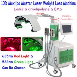 Professional 10D Laser Fat Removal Machine 360 Rotation Red Green Light Diode Laser Weight Loss Body Slimming 4 EMS Cryo Pads Lipolaser Therapy For SPA Salon Clinic