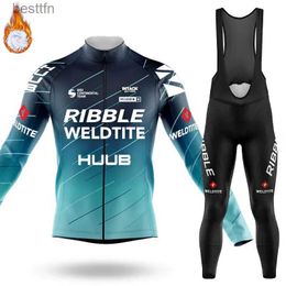 Others Apparel Cycling 2023 Men's Winter Thermal Fleece Cycling Set HUUB Team Mountian Bike Racing Long Sleeves Cycling Suit WarmL231007