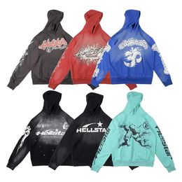 Hellstar Mens hoodies Brand pullover hooded jogger long pants High Street Hip Hop Tracksuit S-XL2704