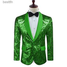 Theme Costume High Quality Blazer Men's Italian Style Elegant Fashion Casual Sequins Banquet Stage Wedding Groomsmen Suit Jacket ComesL231007