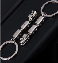 Keychains 2023 Fashion Mini Train Model Alloy Metal Keyring Creative Key Fob Car Pendant Bag Charm For Men And Women