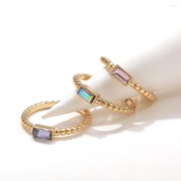 Cluster Rings Trnedy Thin Beaded Chain Small Colorful Rectangle Crystal Finger Ring Sets For Women Wedding Party Jewelry Gift