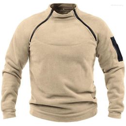 Men's Sweaters 2023 Autumn And Winter Military Standing Collar Outdoor Sweater Breathable Warm Coats Zipper Decoration Solid Colour Pullover