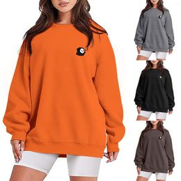 Women's Hoodies Casual Halloween Printed Round Neck Long Sleeve Hoodless Sweatshirt For Autumn And Women