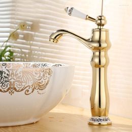 Bathroom Sink Faucets Basin Gold With Porcelain Finish Water Faucet And Cold Tap