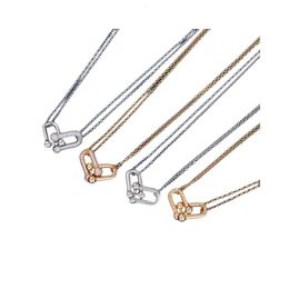 Halskette Tiffanyes Designer Luxus Mode Frauen Halskette Weibliche Serie Ring Schnalle Doppelte Kette Kragen Kette Hufeisen Kette Geschenk