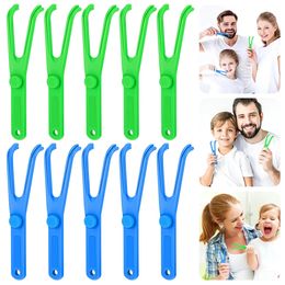 Dental Floss 10Pcs Dental Floss Holder Y Shape Plastic Dental Floss Rack Reusable Floss Pick Holder Teeth Cleaning Care Tool without Dental F 231007