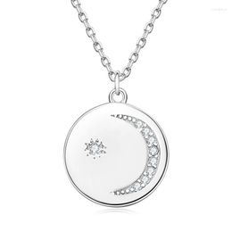 Chains PMO-038 Lefei Fashion Trend Luxury Classic Moissanite Fine Round Star Moon Necklace For Women Real 925 Silver Party Jewellery Gift