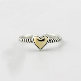Original 925 Sterling Silver Open Rings for Women Love Heart Gold Tone Metal Adjustable Finger Ring Fine Jewelry Whole YMR223248r