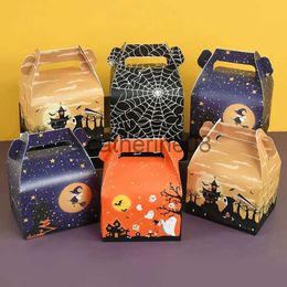 Gift Wrap 4Pcs/Lot Halloween Paper Candy Box Halloween Favour Cartoon Ghost Witch Spider Web Bat Dessert Gift Box Bags Portable Handbag x1007