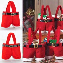 Decorazioni natalizie Pantaloni Borsa regalo per bambini Sacchetti rossi di caramelle Portabottiglie per vino