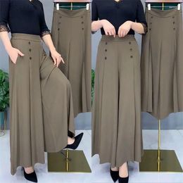 Women's Pants 2023 Summer Thin Skirt Loose Middle Aged Mom's Show A Sagging Style Wrinkle Resistant Wide Leg