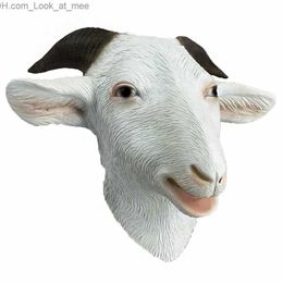 Party Masks Latex Goat Mask Antelope Sheep Farmyard Masks for Halloween Costume Party Rubber Full Head Animal Head Mask Q231007