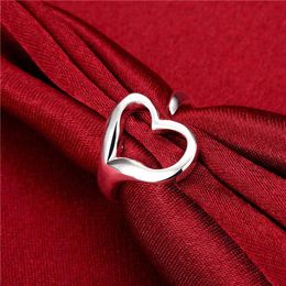 women's open heart sterling silver plated rings size open DMSR009 popular 925 silver plate finger ring Jewellery Band Rings288k