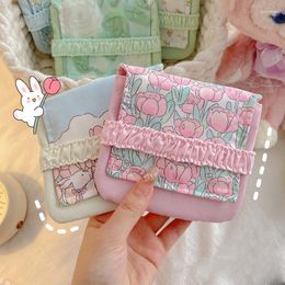 Storage Bags Women Lovely Flower Pattern Sanitary Pad Organizer Purse Napkin Towel Cosmetic Pouch Case Bag