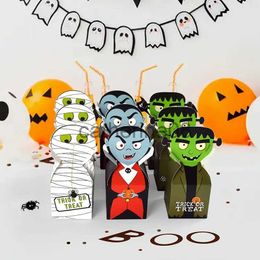 Gift Wrap 30pcs Halloween Candy Packaging Box Big Head Monster Mummy Gift Boxes Holiday Kid Party Favours Halloween Decoration Paper Bags x1007