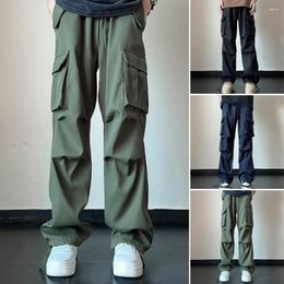 Men's Pants Men Cargo Streetwear Elastic Waist Multi Pockets Hop Style Trousers For Comfort Fashionable Street