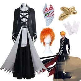 Anime Bleach Costume Kurosaki Ichigo Cosplay Thousand-year Blood War Wig Black Shinigami Attire Outfit Uniform Halloween Men Clocosplay