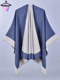 Scarves In Women Capes Fashion Imitation Cashmere Simple Style Solid Two Colour Crossing Inside and Outside Scarf Luxury Shawls 231007