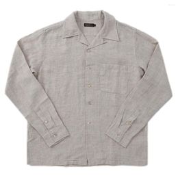 Men's Casual Shirts Linen Shirt Camp Collar Long Sleeves Regular Fit Aloha Beach Fashion Vintage Male Clothing