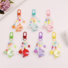 Keychains Creative Plated Color Crescent Pendant Contrast Moon Broken Bead Love Round Beaded Key Chain Jewelry Accessories