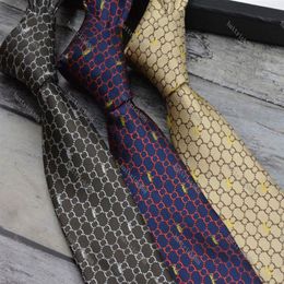Men's Letter Tie Silk Necktie Gold Animal Jacquard Party Wedding Woven Fashion Design with box G885164x