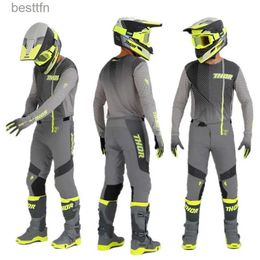 Others Apparel 2023 Prime Pro Motocross Gear Set Grey Flo Moto Set Off Road Suit MX Race Wear Moto Suit Motorcycle Protective ClothingL231007