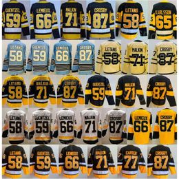 Mens Hockey 59 Jake Guentzel Jerseys Reverse Retro 58 Kris Letang 66 Lemieux 87 Sidney Crosby 71 Evgeni Malkin Stitched Alternate Stadium Series Classics Heritage