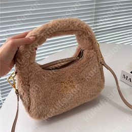 Women Designer Handbags Full Fur Mini Totes Candy Colour Soft Fuzzy Luxury Crossbody Purses Winter MU Fluffy Shoulder Bags Totes