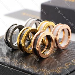 Couple Ring Designer Gold Ring Luxury Engagement Rings For Women Mens Titanium Steel Trendy Wide Ring No Fading Jewellery With Box