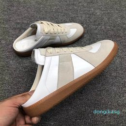 Designer Summer Men Sneakers Shoes Suede Leather Trainers Rubber Sole Runner Sports Stitching Outdoor Casual Walking Slippers