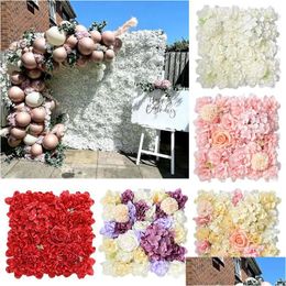 Decorative Flowers Wreaths Simation Rose Flower Wall Romantic Background White Pink Purple Home Decor Arch Pography Prop Drop Delivery Dhook