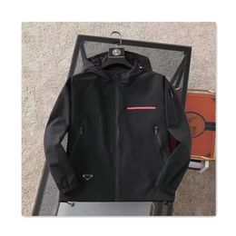 мужская дизайнерская куртка мужская куртка высокого качества модная с капюшоном красный логотип треугольный логотип ветрозащитная дизайнерская куртка уличная универсальная повседневная мужская куртка мужское пальто
