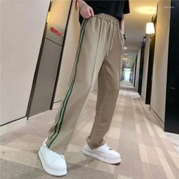 Men's Pants Trendy Man Fashion Striped Casual Sweatpants Waist Drawstring Street Pockets All-match Male Motion Trousers