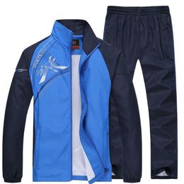 Men's Casual Tracksuit Long Sleeve Full-Zip Running Jogging Sporting Jacket and Pants sets outwear sportswear track suit men279R