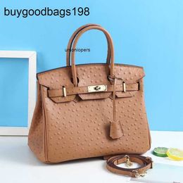 Ostrich Handbags ns Bags Pattern Fashion 2024 New Leather Womens Portable Large Capacity Versatile One Shoulder Messenger