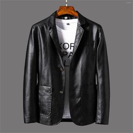 Men's Jackets Mens Casual Slim Fit Faux Leather Jacket Fall Winter PU Coat Cowhide