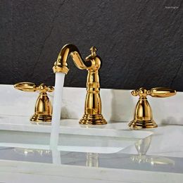 Bathroom Sink Faucets Brass Rose Gold Basin Faucet Widespread Antique 3 Hole And Cold Water Ta