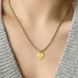 Pendant Necklaces A-Z26 Letter Initial Necklace Woman's Gold Color Name Women Stainless Steel TWISTED CHain Chains Choker Jewelry