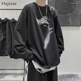 Men's T Shirts T-shirts Men Korean Style Trendy Baggy Fashion O-neck Autumn Design Long Sleeve Print Casual Harajuku Daily St289H