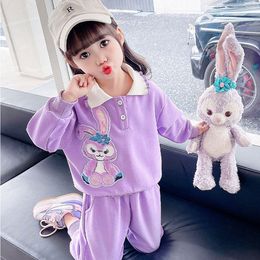 GU2023 high-quality children baby girls' Cartoon anime casual wear two-piece set kids fashionable clothes Christmas gift