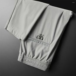 Men's Pants 2023 Men Pull Rope To Tighten Waist Breathable Simple Stretchy Ice Silk Trousers Bottoms Long Relaxed Fit For School