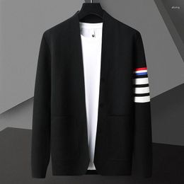 Men's Sweaters High End Fashion Knitted Cardigan 2023 Spring And Autumn Exquisite Stripe Design Korean Casual Shawl Sweater Coat