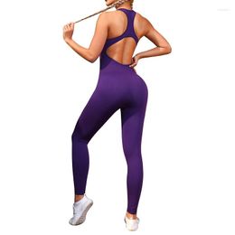 Active Sets Solid Colour Seamless Women Long Sleeve Bodysuit Gym Jumpsuit Tight Athletic Fitness Yoga Set Sexy Backless Square Collar Wicking