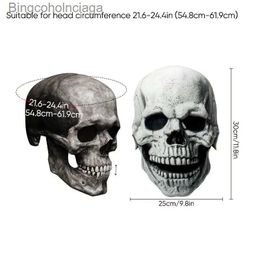 Theme Costume Halloween Mask py Skull Mask 3D Scary Halloween Mask With Moving J White Human Skeleton Mask For Men HalloweenL231005