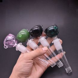 Wholesale Accessories tool Thick 10cm Glass Downstem 14mm female to 18mm male Down Stem With Colourful glass tobacco smoking bowl For Water Pipe Bongs